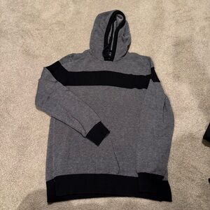 Kenneth Cole New York Pullover Knit Hoodie Sweater Grey And Black